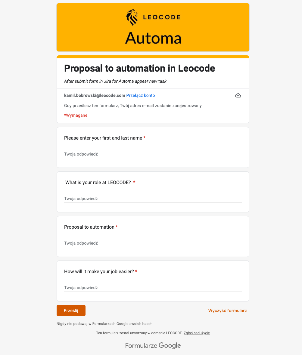 Automa Google Form