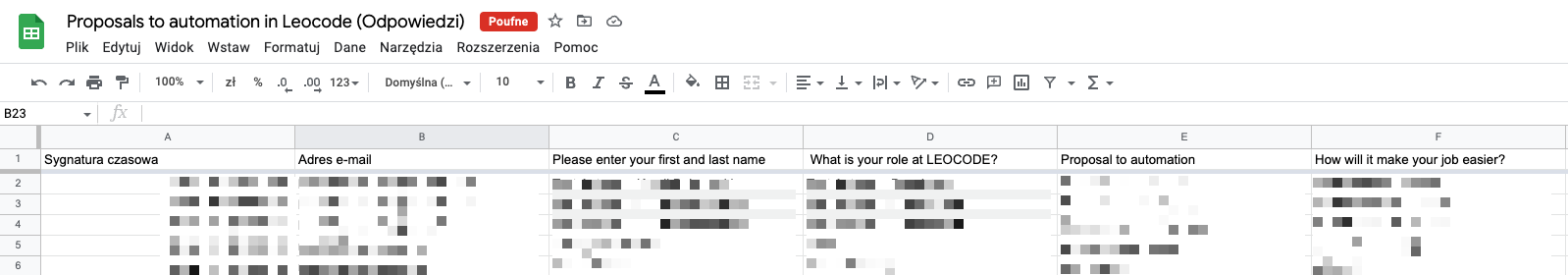 Automa Spreadsheet Form